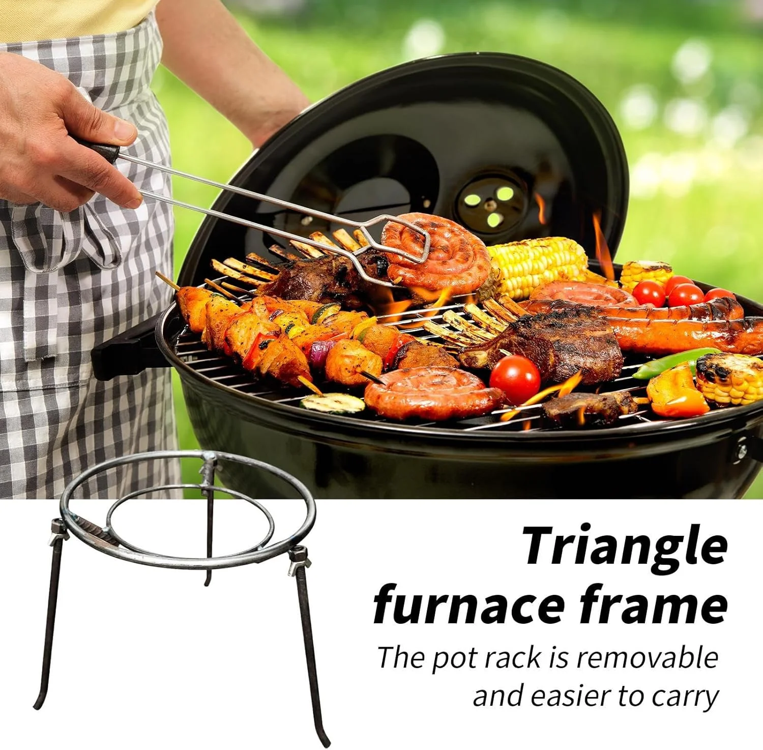 سه پایه کمپینگ - پایه مثلثی برای اجاق گاز، قاب کوره مثلثی مقاوم در برابر حرارت برای آشپزخانه آتش سوزی در فضای باز، مسافرت، بقا، ماهیگیری، پیاده روی