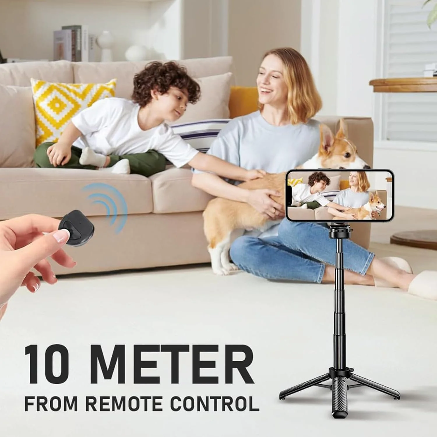 مونوپاد سلفی مغناطیسی چرخشی 360 درجه اپتیکنوک 4 در 1، سه پایه آلیاژ آلومینیومی قابل افزایش و نگهدارنده تلفن با ریموت بلوتوث بی سیم، مینی قابل حمل برای مسافرت