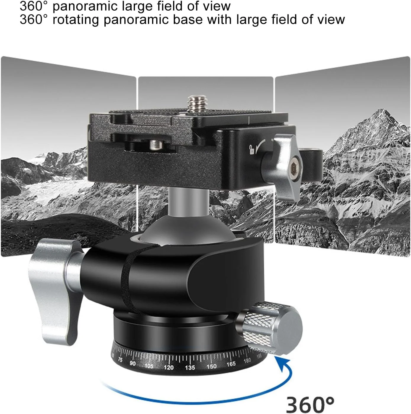 سر توپی آلیاژ آلومینیوم Luocute، سر توپی سه پایه مرکز ثقل پایین 32 میلی متر چرخش 360 درجه پانوراما با صفحه، تحمل بار 8 کیلوگرم، برای سه پایه، تک پایه، لغزنده سر توپی آلیاژ آلومینیوم Luocute، سر توپی سه پایه مرکز ثقل پایین 32 میلی متر چرخش 360 درجه پانوراما با صفحه، تحمل بار 8 کیلوگرم، برای سه پایه، تک پایه، لغزنده