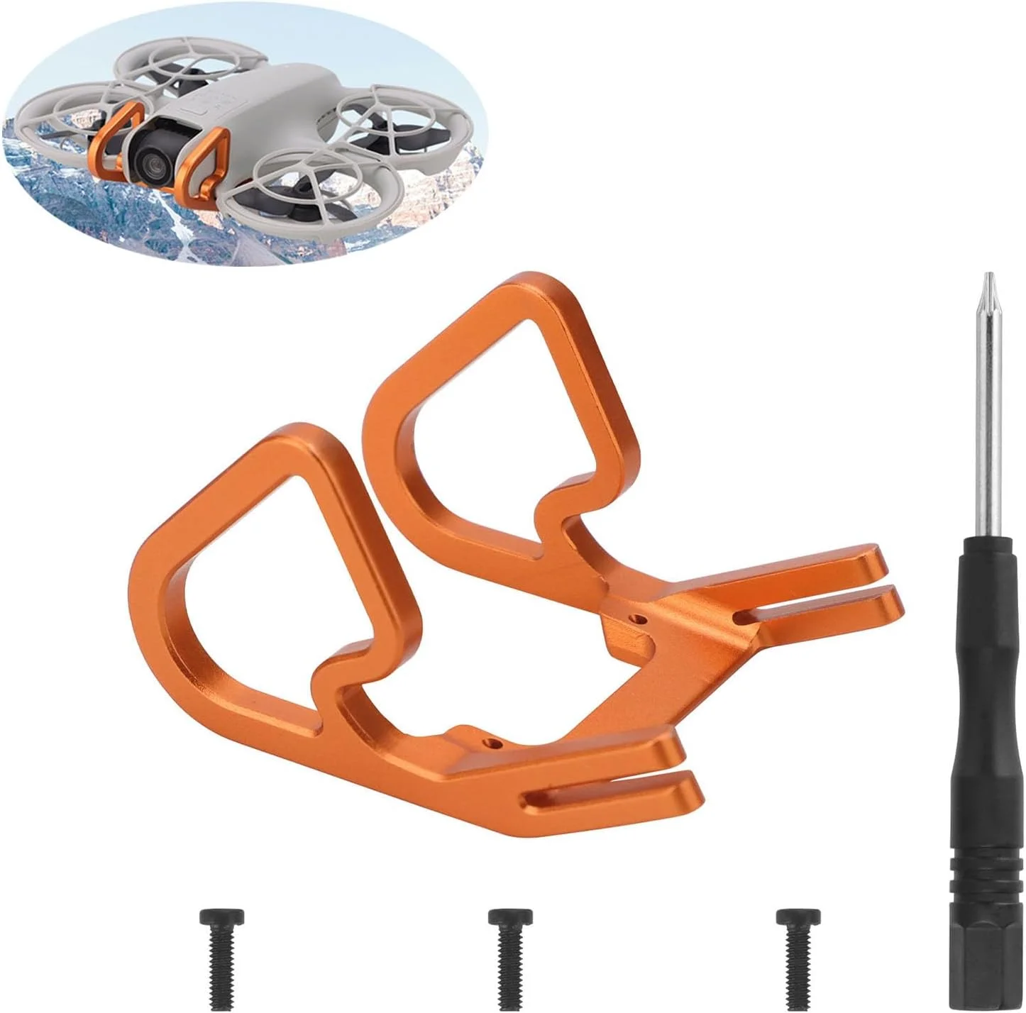 محافظ ضربه گیر گیمبال پهپاد SZZCNOX برای DJI NEO، میله محافظ ضد برخورد و ضد خش لنز گیمبال آلیاژ آلومینیوم سازگار با لوازم جانبی پهپاد DJI NEO (نارنجی)