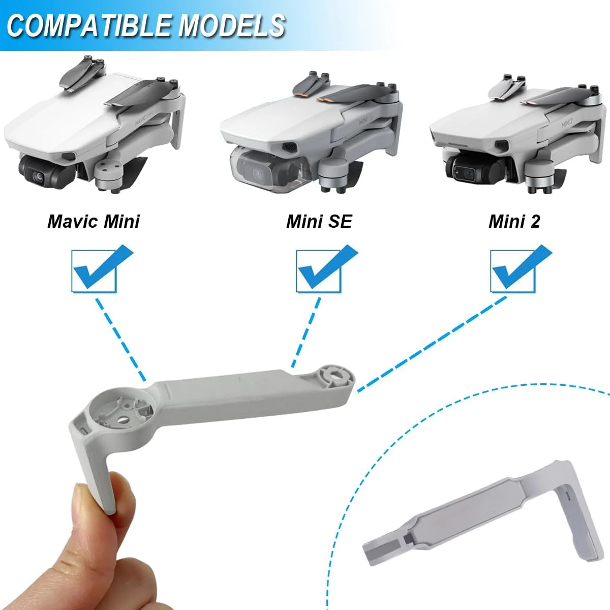 قطعات جایگزین بازوی بدنه برای DJI Mavic Mini 2/SE، لوازم جانبی پوشش بازوهای پهپاد، قطعات تعمیر با ابزارهای حرفه ای (بازوی جلویی راست) (بدون موتور)
