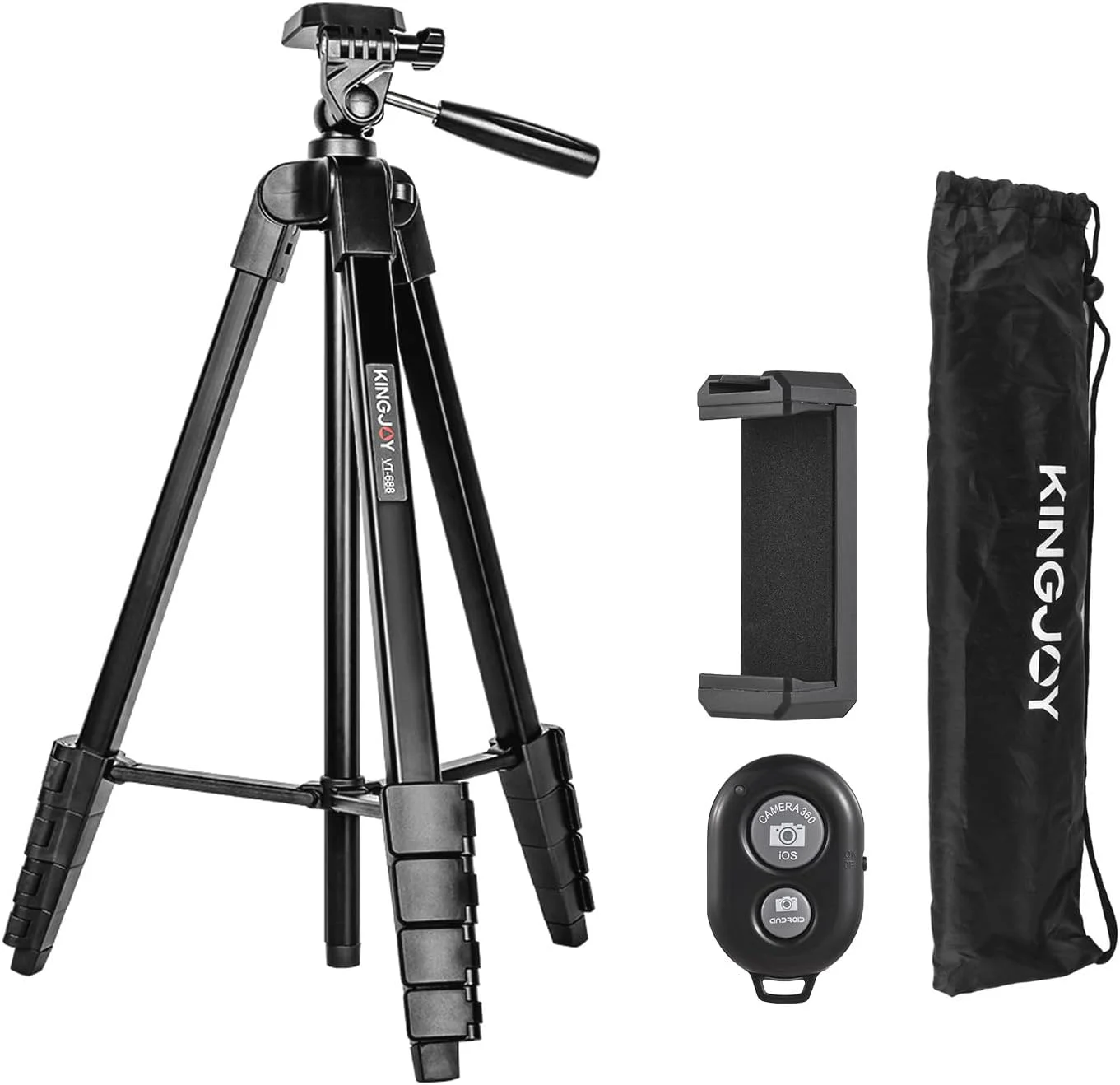 پایه سه پایه رومیزی قابل افزایش VT 688 با ظرفیت بارگیری 2 کیلوگرم، 5 سطح ارتفاع قابل تنظیم، پیچ رزوه ای 1/4 اینچی، هد توپی پن تیلت 3 طرفه، گیره تلفن، ریموت کنترل بی سیم برای پخش زنده آنلاین