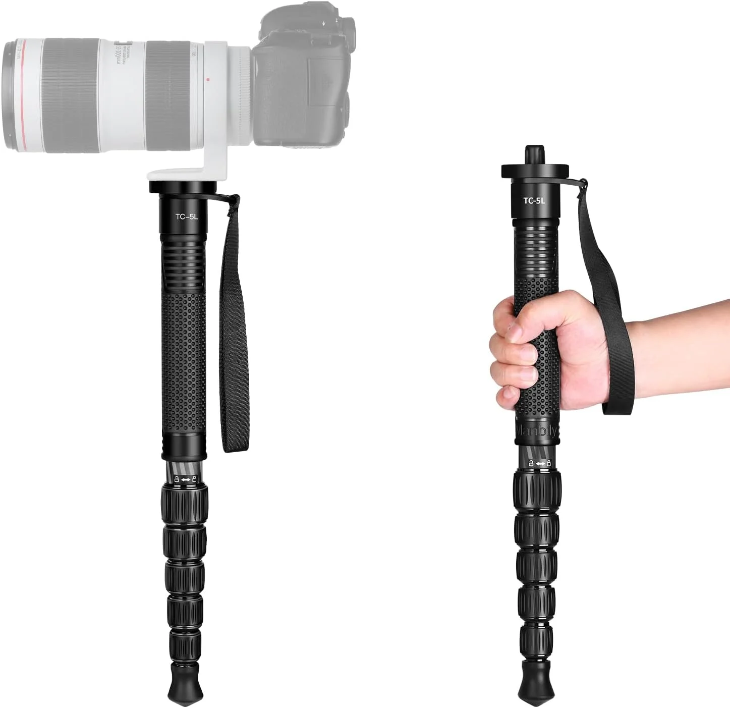 تک پایه دوربین تونیبو TC-5L 61 اینچی، تک پایه فیبر کربنی 6 قسمتی با ارتفاع قابل حمل، جمع و جور، سبک وزن، حداکثر تحمل وزن 7.2 کیلوگرم، پایه دوربین عصا برای عکاسی DSLR کانن نیکون سونی
