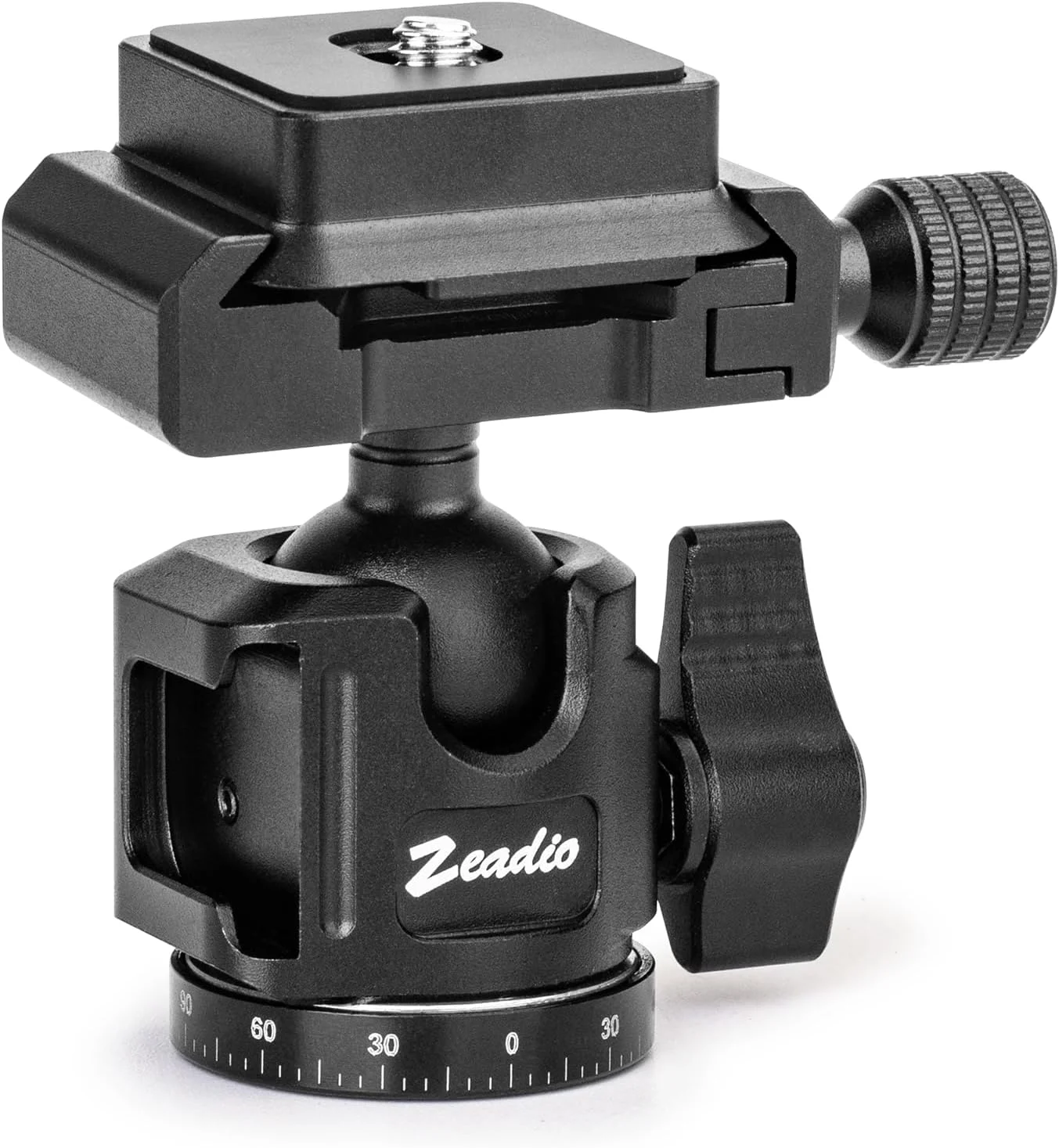 هد توپی یونیورسال Zeadio با صفحه Arca Swiss (صفحه رهاسازی سریع) - مقاوم تا 10 کیلوگرم، چرخش 360 درجه پانوراما با رزوه 1/4 اینچ و 3/8 اینچ