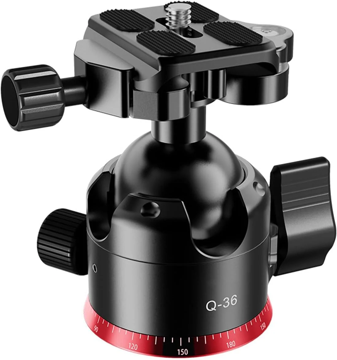 سر توپی سه پایه Plyisty با ارتفاع کم 36 میلی‌متر، دارای صفحه QR 65 میلی‌متری داخلی، سر توپی پانورامای چرخان 360 درجه فلزی با تراز حباب، تعویض افقی عمودی، تحمل بار 15 کیلوگرم