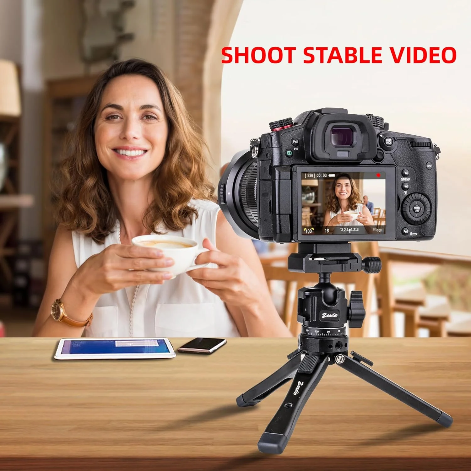 هد توپی یونیورسال Zeadio با صفحه Arca Swiss (صفحه رهاسازی سریع) - مقاوم تا 10 کیلوگرم، چرخش 360 درجه پانوراما با رزوه 1/4 اینچ و 3/8 اینچ