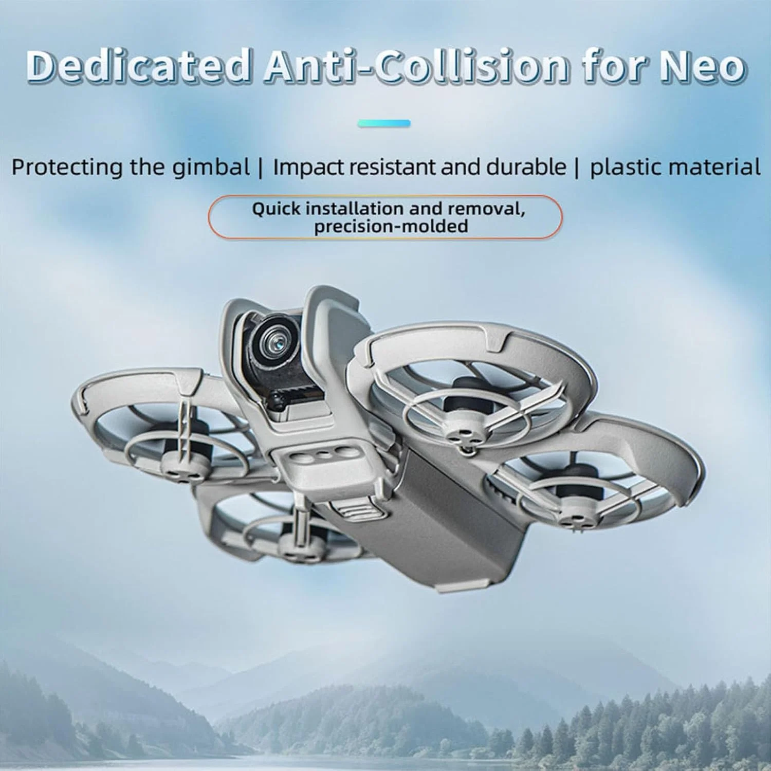 محافظ لنز دوربین ضد ضربه و ضد خش سازگار با پهپاد DJI NEO، محافظ سپر لنز گیمبال با قابلیت جدا شدن سریع، محافظ کامل لوازم جانبی پهپاد (خاکستری)