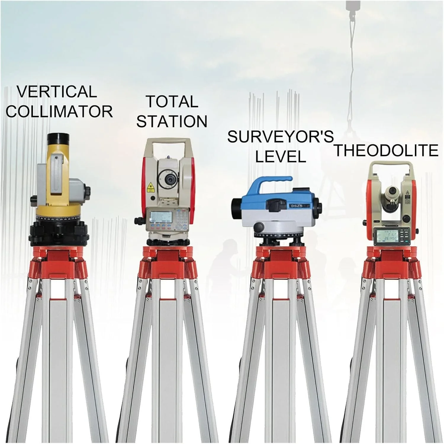 سه پایه 1.65 متری و کیت شاخص، سه پایه آلومینیومی حرفه ای با ارتفاع قابل تنظیم و شاخص 5 متری برای ابزارهای اندازه گیری
