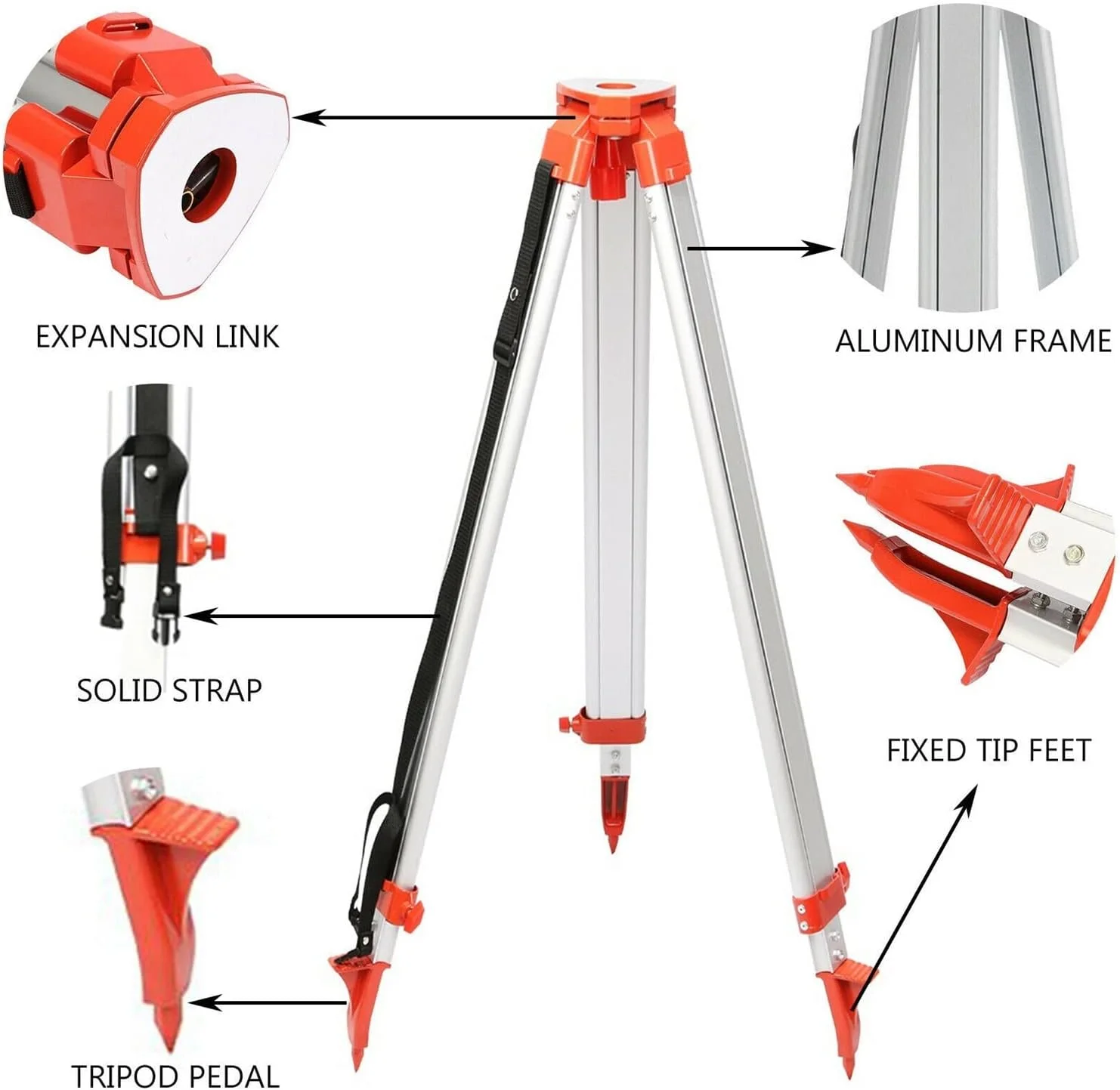 سه پایه 1.65 متری و کیت شاخص، سه پایه آلومینیومی حرفه ای با ارتفاع قابل تنظیم و شاخص 5 متری برای ابزارهای اندازه گیری
