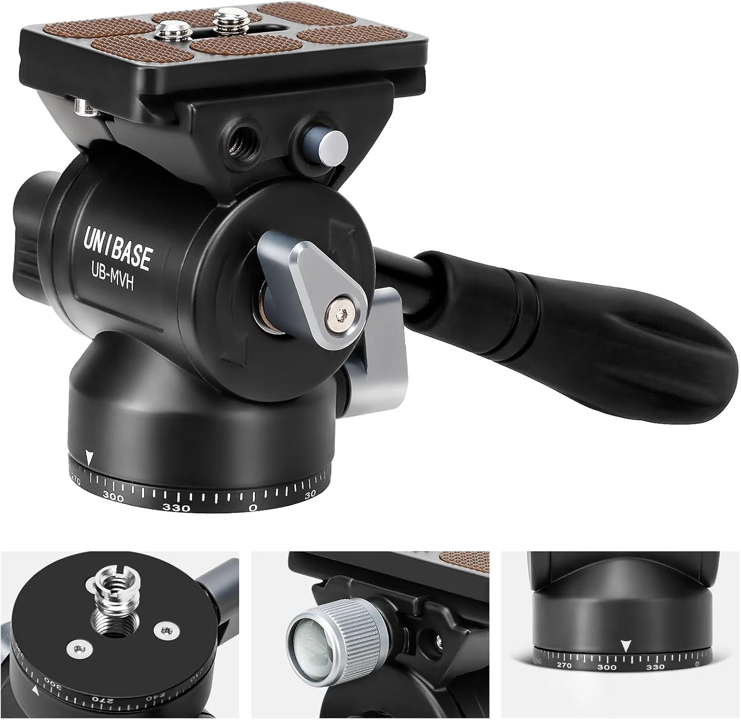 هد فلوید ویدیویی یونی‌بیس برای سه‌پایه دوربین، هد پن تیلت ویدیویی با صفحه رهاسازی سریع Arca Swiss، هد پانوراما برای دوربین‌های DSLR کامپکت و دوربین‌های بدون آینه، حداکثر وزن قابل تحمل 5 کیلوگرم