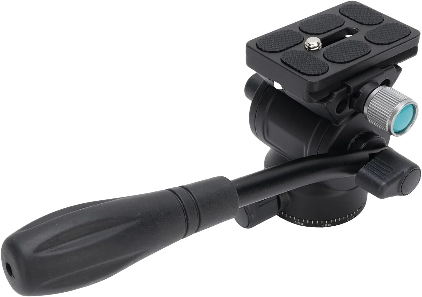 هد سیال، هد سه پایه فیلمبرداری آلیاژ آلومینیوم با چرخش 360 درجه، شیب 70- تا 90+ درجه، دسته فولادی، ظرفیت بار 5 کیلوگرم، سازگار با اکثر سه پایه ها، تک پایه ها برای دوربین DSLR