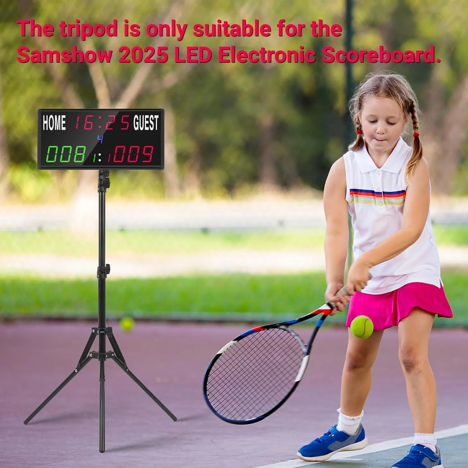 پایه سه پایه حرفه ای Samshow برای تابلو امتیازات با طول قابل تنظیم، مناسب برای فوتبال/کورن هول/پینگ پنگ/تنیس روی میز
