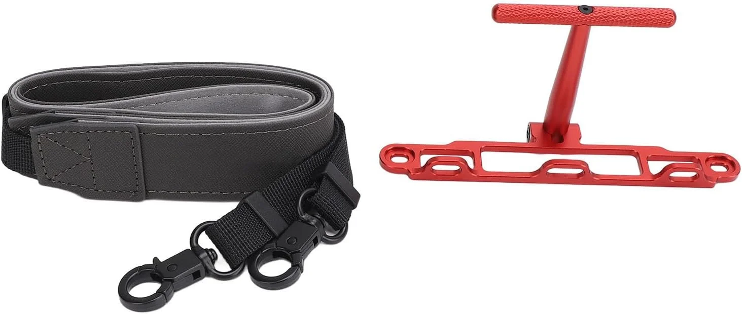 نگهدارنده دسته کنترل از راه دور آلیاژ آلومینیوم بادوام با بند چرمی ممتاز، عکاسی هوایی بدون دست برای پهپاد مینی 4 پرو، طراحی چند منظوره (قرمز)