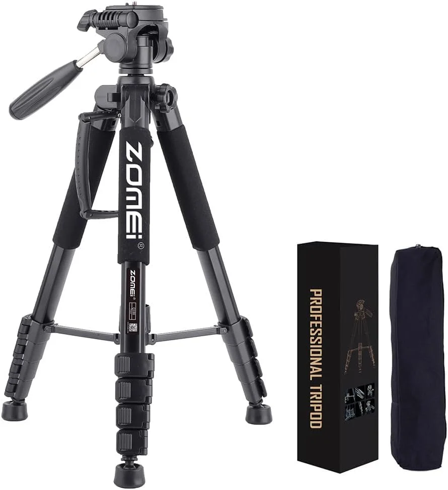 سه پایه حرفه ای قابل حمل Q188 برای دوربین های DSLR و DV با هد سه طرفه، صفحه رهاسازی سریع، ساختار آلیاژ آلومینیوم، حداکثر بار 5 کیلوگرم و طراحی پایداری 360 درجه