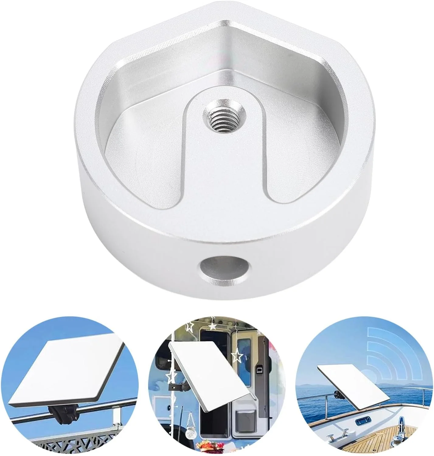 آداپتور نصب سه پایه برای نصب روی سقف قایق و RV، آداپتور نصب سه پایه آلیاژ آلومینیوم، پایه براکت سه پایه نصب RV مقاوم برای تریلر RV، کمپینگ قایق بادبانی (نقره ای)