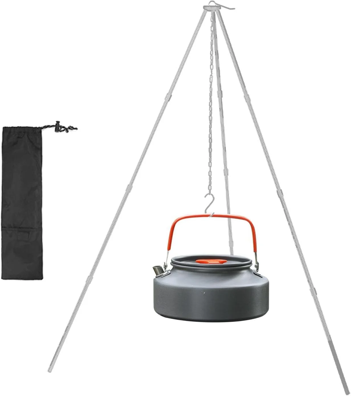 سه پایه پخت و پز تجهیزات کمپینگ | لوازم جانبی پخت و پز آتش - سه پایه آتش قابل تنظیم با زنجیر تاشو، آلیاژ آلومینیوم سبک وزن سه پایه پخت و پز تجهیزات کمپینگ | لوازم جانبی پخت و پز آتش - سه پایه آتش قابل تنظیم با زنجیر تاشو، آلیاژ آلومینیوم سبک وزن