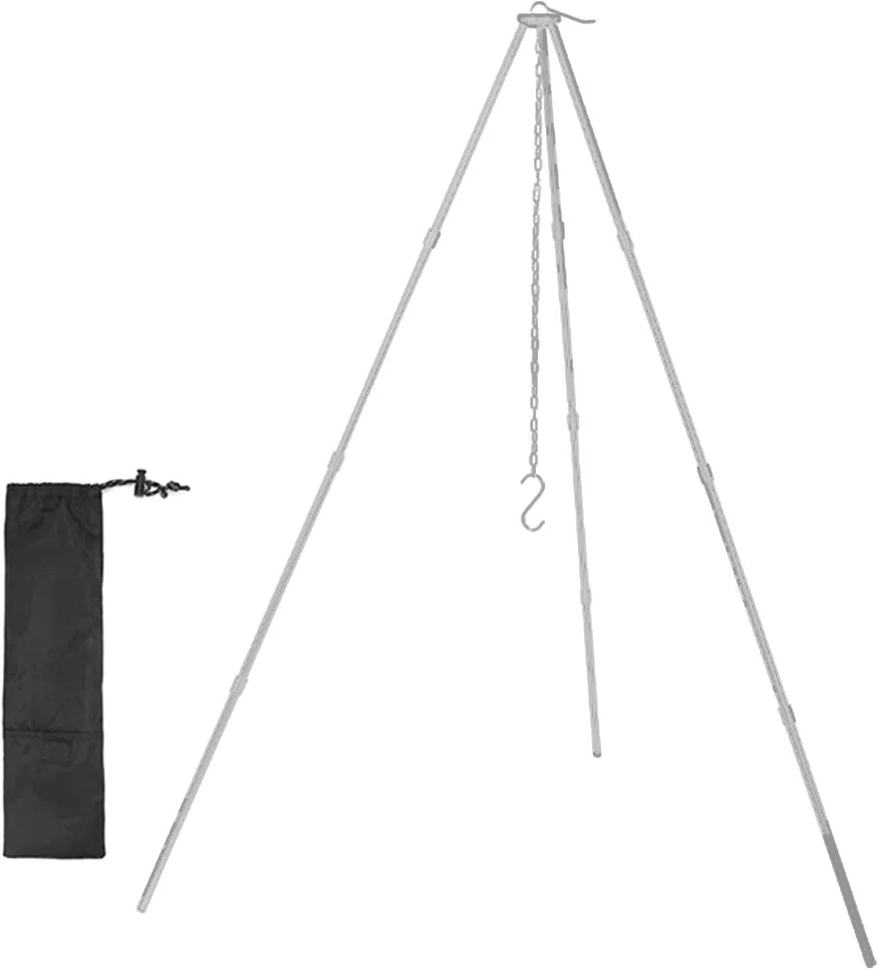 سه پایه پخت و پز تجهیزات کمپینگ - پایه سه پایه کمپینگ، ظروف آشپزی | کمپ تاشو، پایه آتش کمپ آلیاژ آلومینیوم، سبک وزن، زنجیر قابل تنظیم سه پایه پخت و پز تجهیزات کمپینگ - پایه سه پایه کمپینگ، ظروف آشپزی | کمپ تاشو، پایه آتش کمپ آلیاژ آلومینیوم، سبک وزن، زنجیر قابل تنظیم