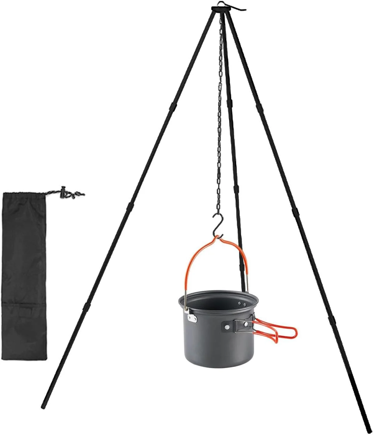 سه پایه برای پخت و پز در آتش، پایه سه پایه کمپینگ، ظروف پخت و پز، کمپ تاشو، آلیاژ آلومینیوم، سبک وزن، زنجیر قابل تنظیم سه پایه برای پخت و پز در آتش، پایه سه پایه کمپینگ، ظروف پخت و پز، کمپ تاشو، آلیاژ آلومینیوم، سبک وزن، زنجیر قابل تنظیم