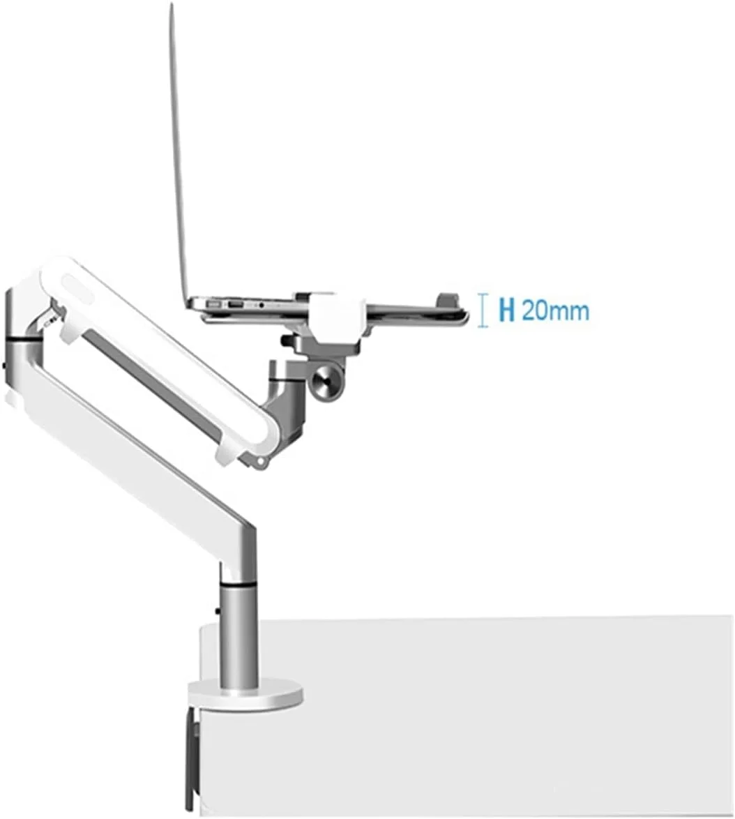 پایه نگهدارنده آلومینیومی 2 در 1 مدل OZ-1S، مناسب برای لپ تاپ های 12 تا 17 اینچ + نگهدارنده مانیتور 17 تا 32 اینچ، بازوی فنری گازی، پایه رومیزی، تحمل وزن تا 8 کیلوگرم (خاکستری نقره ای)