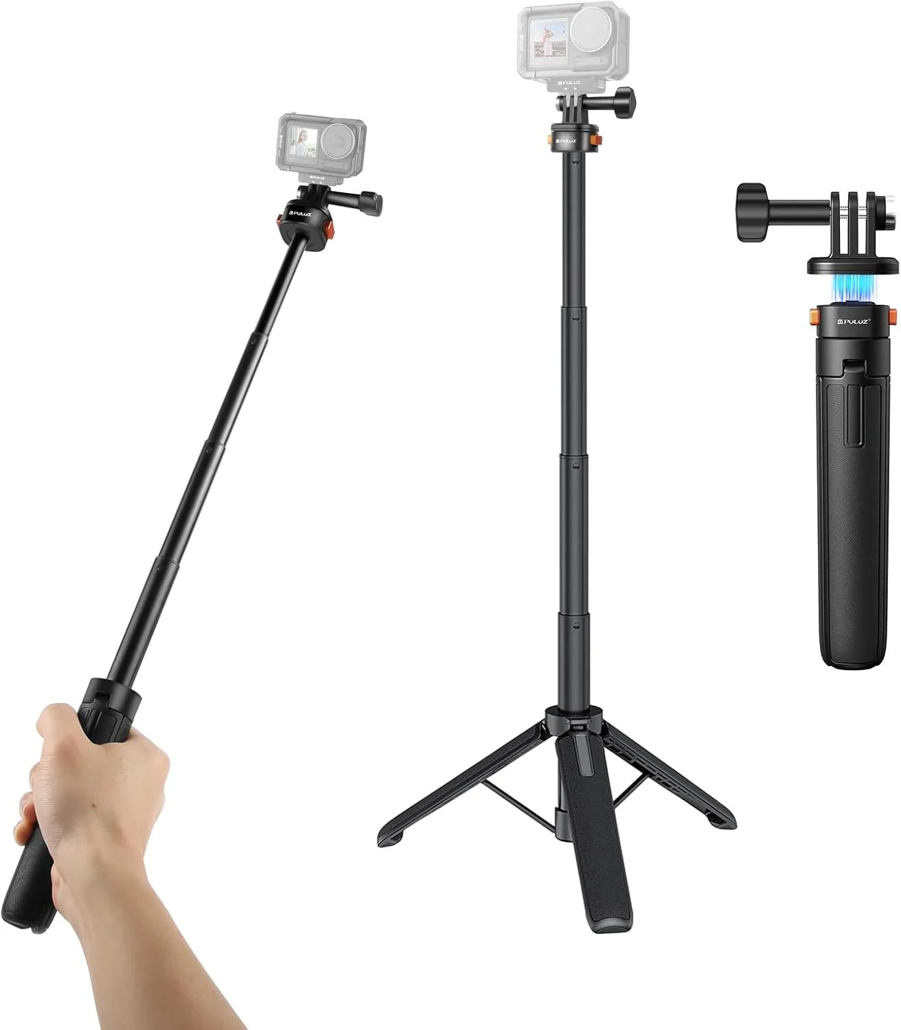مینی سه پایه مغناطیسی برای دوربین، مونوپاد سلفی با قابلیت رهاسازی سریع، سه پایه رومیزی قابل افزایش طول برای گو پرو هیرو 13/12/11/10/9، DJI Pocket 3/Action 5 Pro/4، Insta 360 X4/Ace Pro