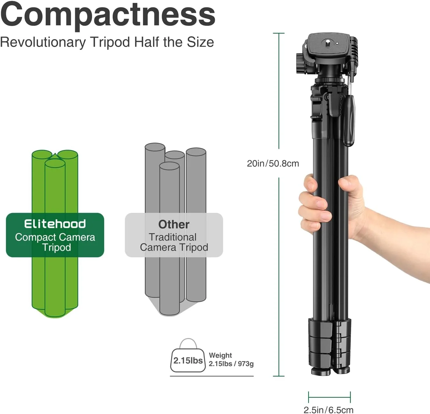 سه پایه 63 اینچی elitehood برای دوربین و ضبط ویدیو با آیپد، سه پایه مسافرتی جمع و جور برای فضای باز، ظرفیت بار 8 کیلوگرم، سازگار با DSLR و تبلت/تلفن 4.7-13 اینچی سه پایه 63 اینچی elitehood برای دوربین و ضبط ویدیو با آیپد، سه پایه مسافرتی جمع و جور برای فضای باز، ظرفیت بار 8 کیلوگرم، سازگار با DSLR و تبلت/تلفن 4.7-13 اینچی
