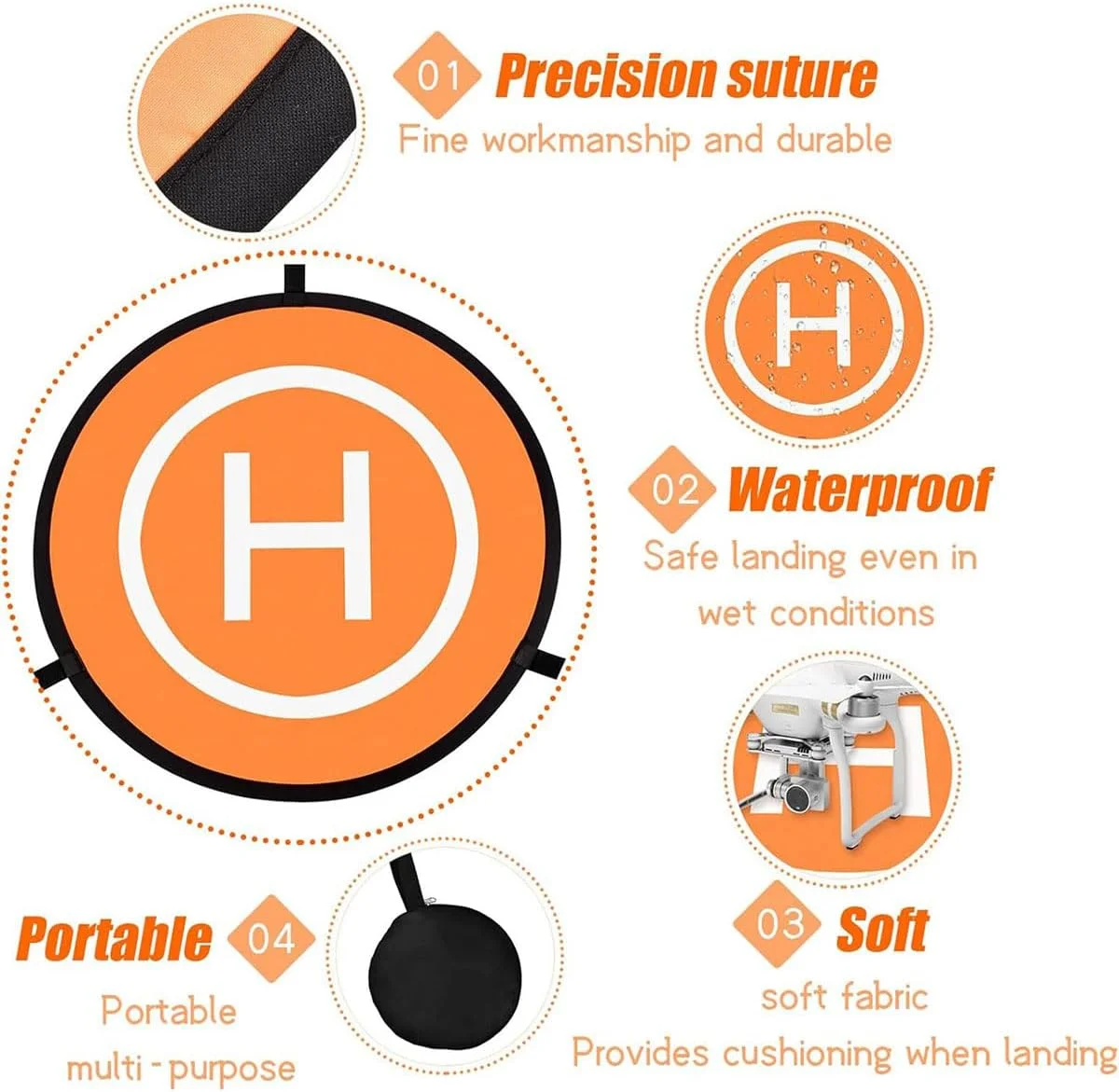 محافظ گیمبال و پد فرود تاشو برای لوازم جانبی DJI Neo، محافظت ضد برخورد برای لوازم جانبی DJI Neo، محل فرود تاشو قابل حمل پهپاد، محافظ ضد برخورد گیمبال Neo 2 در 1، نارنجی