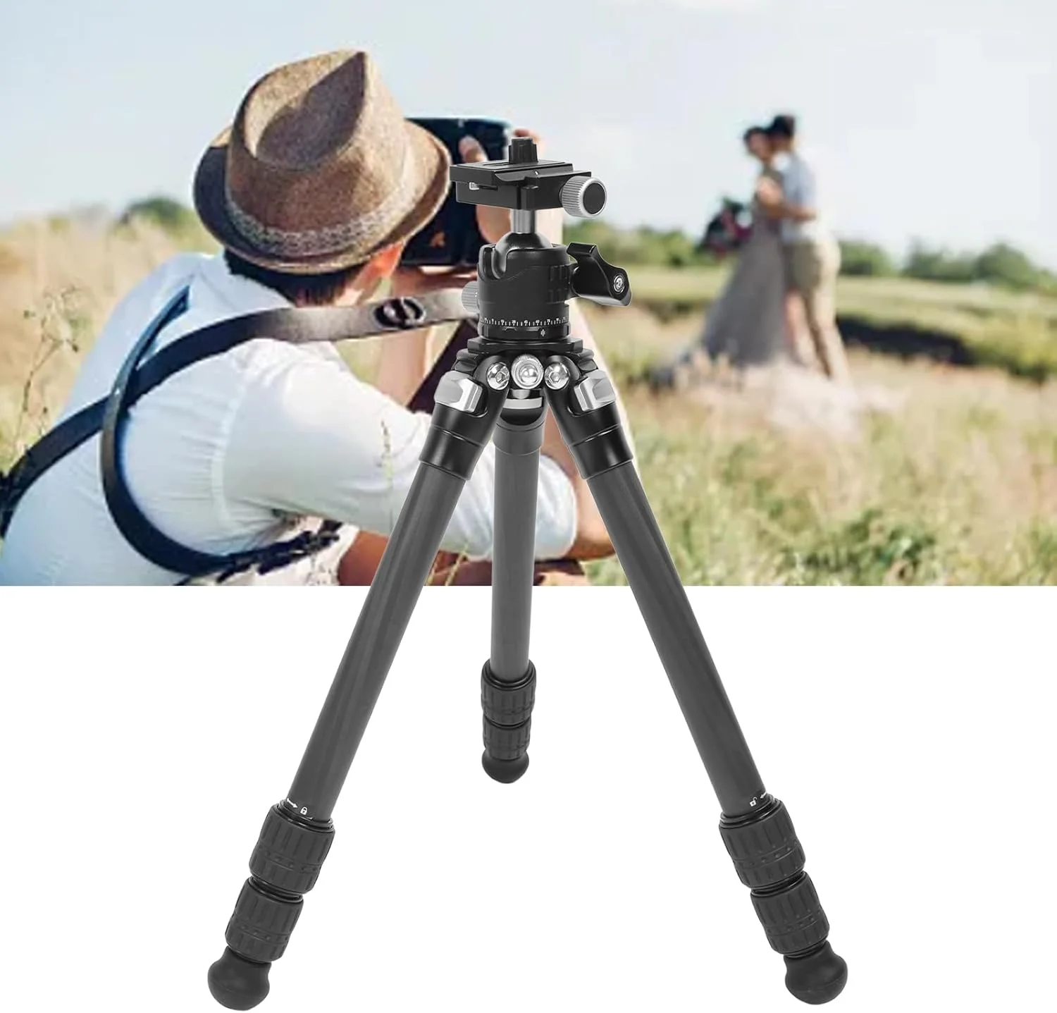 سه پایه دوربین فیبر کربنی قابل حمل با قابلیت تنظیم 3 زاویه به همراه سر توپی، سبک و مقاوم برای عکاسی مسافرتی، طراحی جهانی با قابلیت تحمل وزن تا 5 کیلوگرم، به همراه کیف حمل سه پایه دوربین فیبر کربنی قابل حمل با قابلیت تنظیم 3 زاویه به همراه سر توپی، سبک و مقاوم برای عکاسی مسافرتی، طراحی جهانی با قابلیت تحمل وزن تا 5 کیلوگرم، به همراه کیف حمل