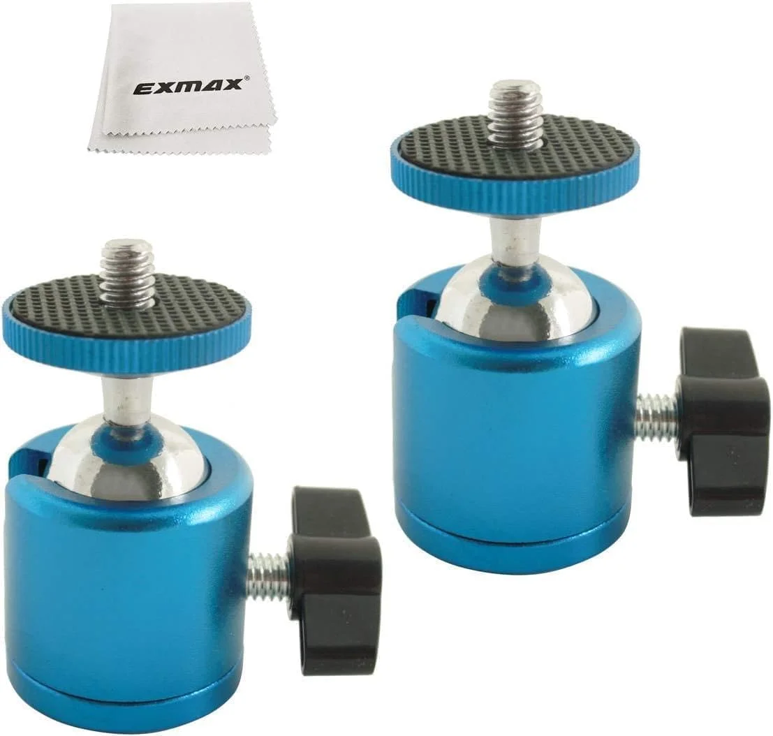 EXMAX مینی هد توپی 1/4 اینچی با چرخش 360 درجه، بدنه آلیاژ آلومینیوم با پایه رزوه پیچی استاندارد 1/4 اینچی برای پایه نور مونوپاد سازگار با HTC Vive Gopro - بسته 2 عددی آبی EXMAX مینی هد توپی 1/4 اینچی با چرخش 360 درجه، بدنه آلیاژ آلومینیوم با پایه رزوه پیچی استاندارد 1/4 اینچی برای پایه نور مونوپاد سازگار با HTC Vive Gopro - بسته 2 عددی آبی