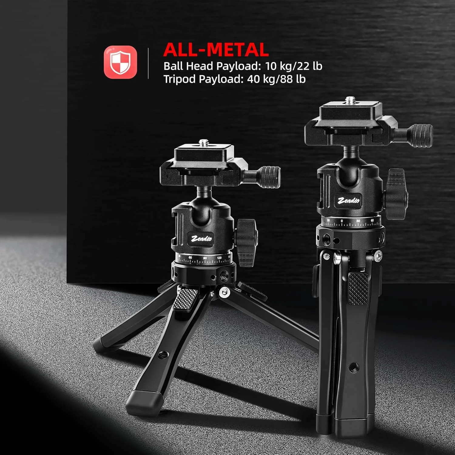 سه پایه فلزی دوربین Zeadio با سر توپی اتصال سریع Arca Type، پایه رومیزی با ارتفاع قابل تنظیم برای فیلمبرداری روان با Smooth 4 Osmo Mobile Ronin-S Vimble 2 Gimbal Handle Grip Stabilizer و همه دوربین ها
