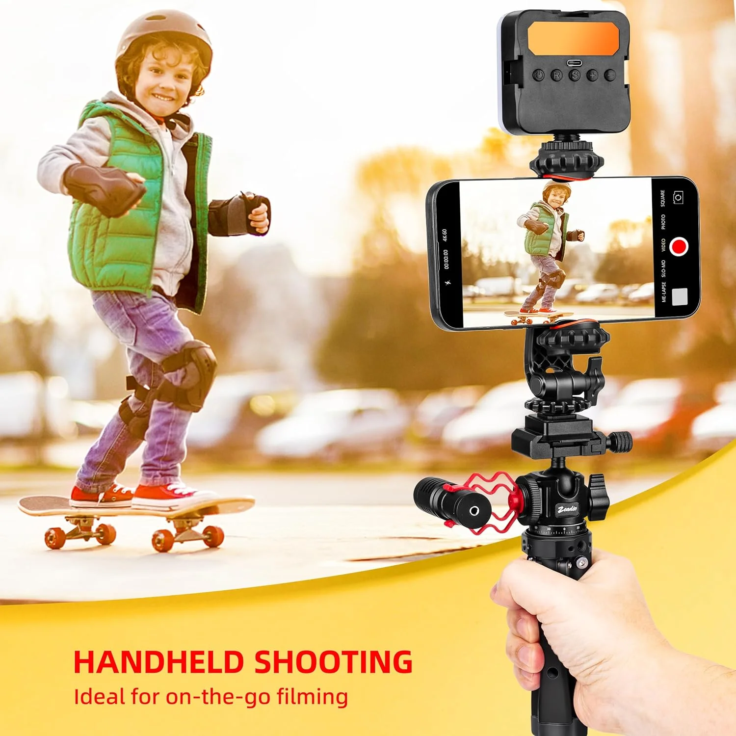 سه پایه فلزی دوربین Zeadio با سر توپی اتصال سریع Arca Type، پایه رومیزی با ارتفاع قابل تنظیم برای فیلمبرداری روان با Smooth 4 Osmo Mobile Ronin-S Vimble 2 Gimbal Handle Grip Stabilizer و همه دوربین ها