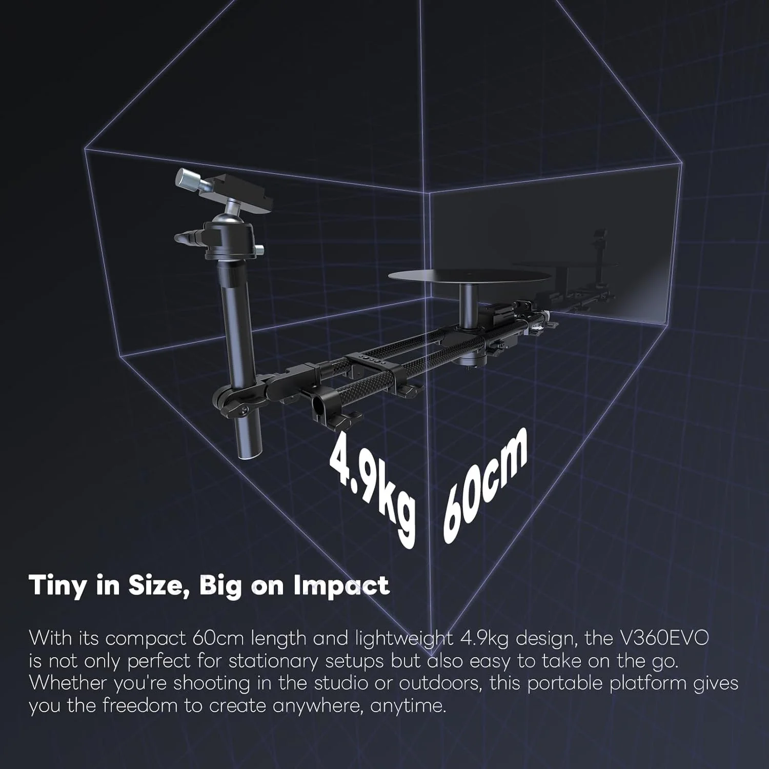 پلتفرم چرخان موتوریزه DF DIGITALFOTO 360، صفحه گردان عکاسی حرفه ای ویدیویی 360 درجه قابل نصب روی سه پایه، غرفه ویدیویی برای جعبه گشایی و ویدیوهای تبلیغاتی، فیلمبرداری از غذا، Bullet-Time (V360 EVO)