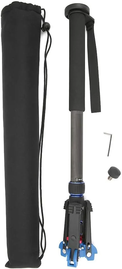 تک پایه فیبر کربنی C 222M 1، پایه دوربین DSLR تلسکوپی سبک وزن، قابل حمل برای کوهنوردی در فضای باز، سیستم قفل سریع، تحمل وزن 8 کیلوگرم