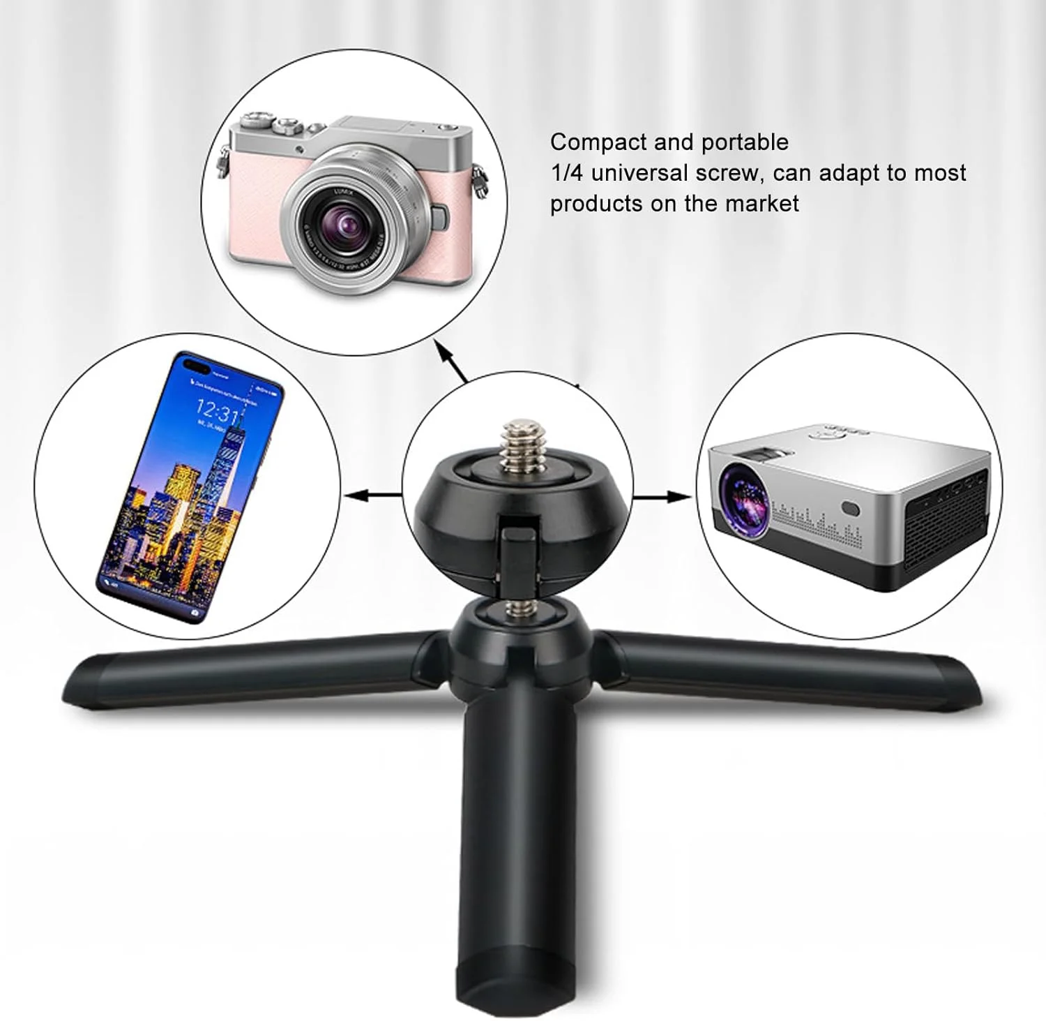 سه پایه رومیزی قابل حمل Denash، پایه دوربین آلیاژ آلومینیوم با پیچ 1/4 اینچی، سه پایه رومیزی جمع و جور برای دوربین های DSLR/اکشن و مونوپاد سه پایه رومیزی قابل حمل Denash، پایه دوربین آلیاژ آلومینیوم با پیچ 1/4 اینچی، سه پایه رومیزی جمع و جور برای دوربین های DSLR/اکشن و مونوپاد