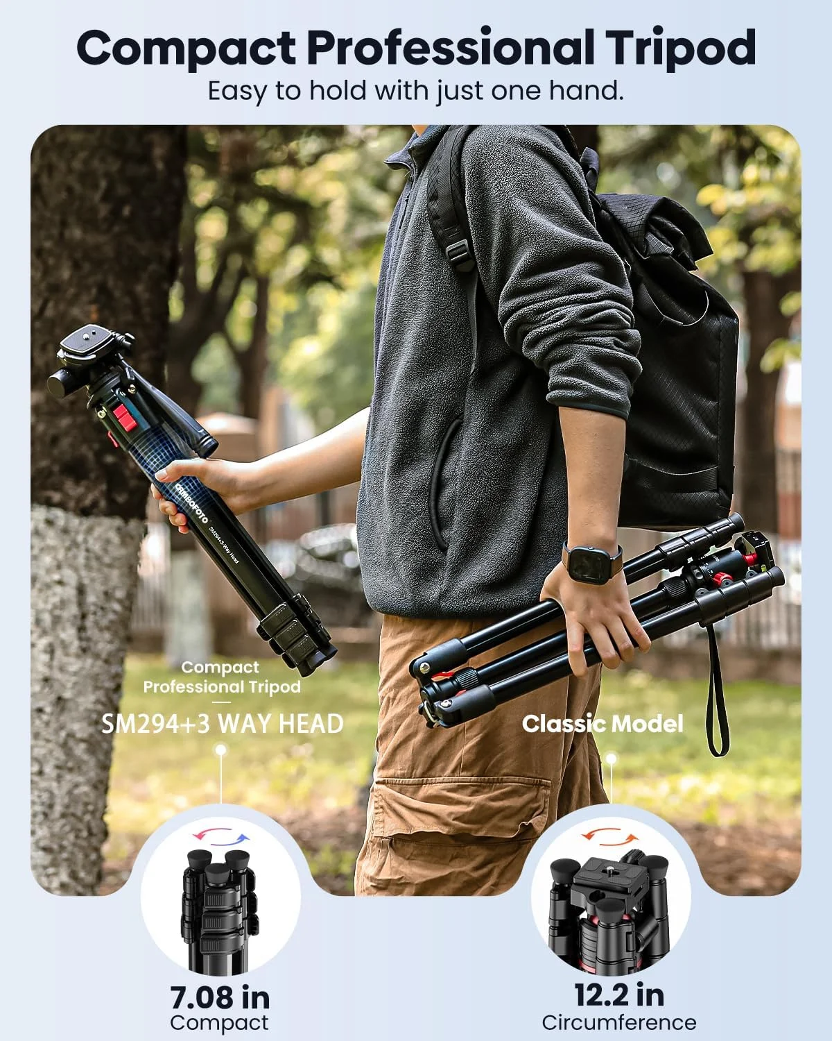 پایه دوربین سه پایه سبک وزن CAMBOFOTO 68 اینچی، سه پایه آلومینیومی مسافرتی قابل حمل و جمع و جور برای DSLR/SLR، سازگار با Canon/Nikon/Phone (پشتیبانی از 4 کیلوگرم، وزن 1.1 کیلوگرم) مشکی