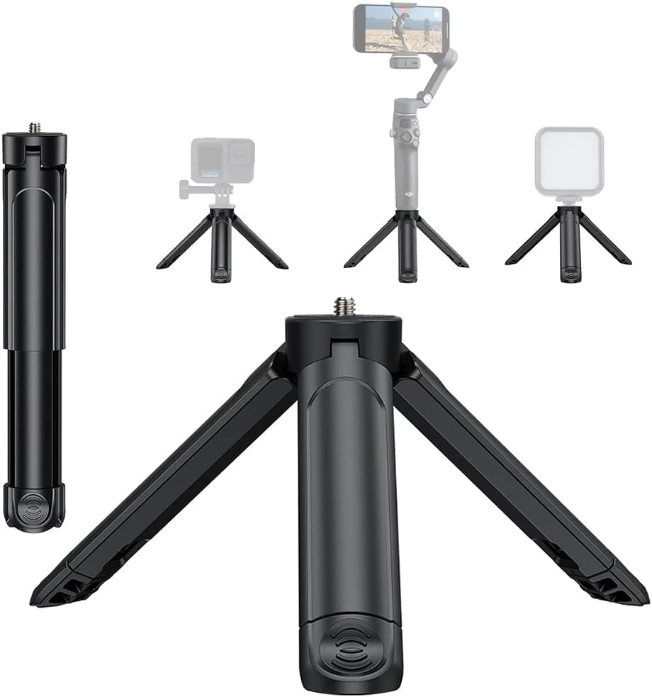 مینی سه پایه دوربین، پایه رومیزی قابل حمل با پیچ 1/4 اینچی، دسته گریپ قابل افزایش طول برای دوربین های DSLR، وب کم، تلفن مینی سه پایه دوربین، پایه رومیزی قابل حمل با پیچ 1/4 اینچی، دسته گریپ قابل افزایش طول برای دوربین های DSLR، وب کم، تلفن