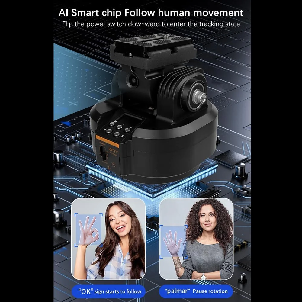 هد توپی PTZ موتوری YT2000 با ریموت، گیره تلفن، چرخش 360 درجه، ظرفیت بار 2 کیلوگرم برای ولاگ و پخش زنده