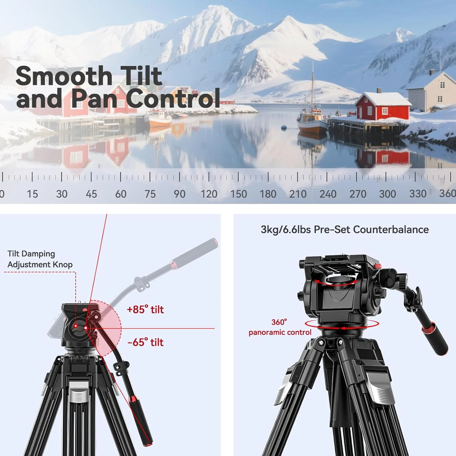 سه پایه فیلمبرداری Takerers با ارتفاع 190 سانتی متر و هد سیال 360 درجه، آلیاژ آلومینیوم سنگین، سه پایه دوربین DSLR حرفه ای با میرایی قابل تنظیم، صفحه QR، حداکثر بار 15 کیلوگرم سه پایه فیلمبرداری Takerers با ارتفاع 190 سانتی متر و هد سیال 360 درجه، آلیاژ آلومینیوم سنگین، سه پایه دوربین DSLR حرفه ای با میرایی قابل تنظیم، صفحه QR، حداکثر بار 15 کیلوگرم