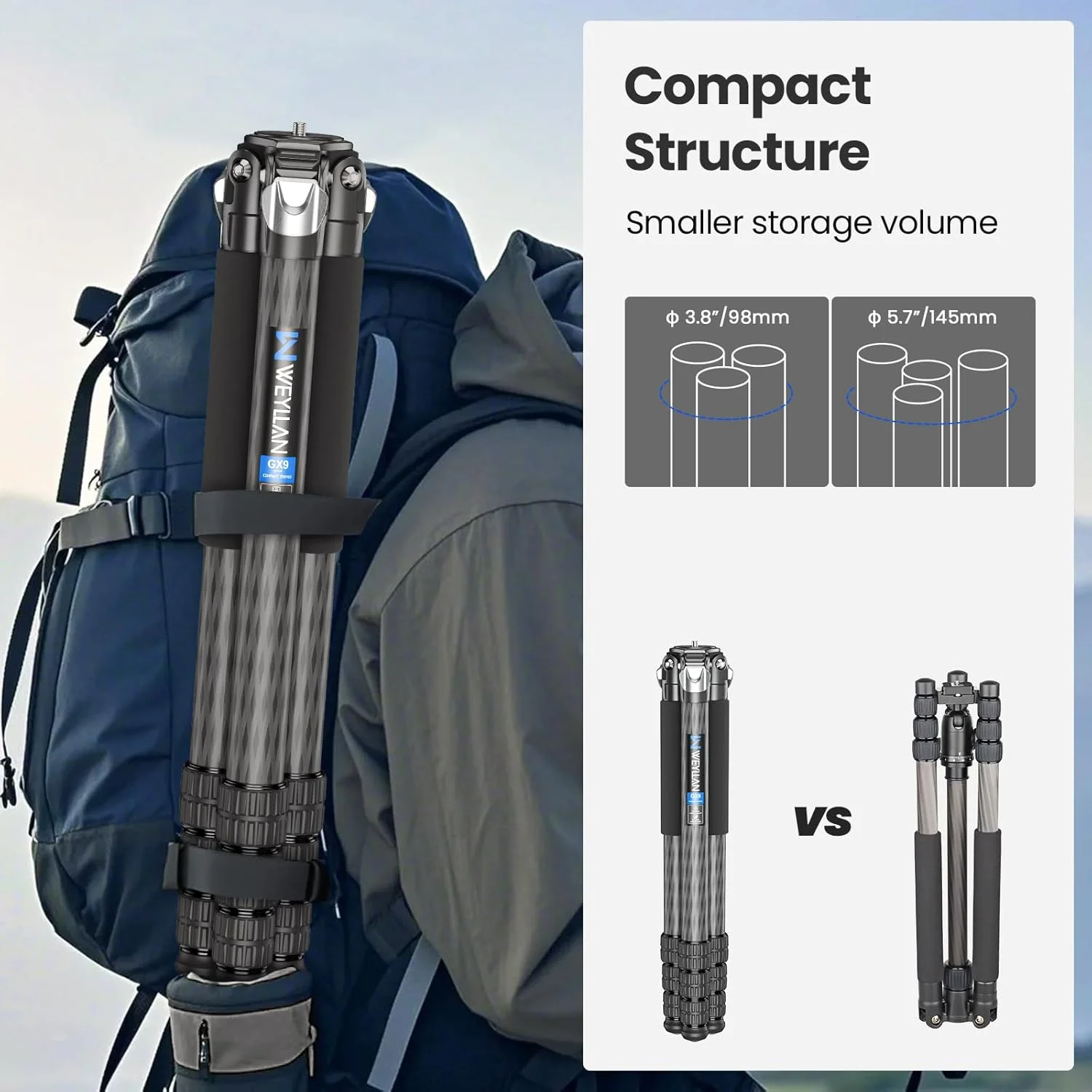 سه پایه فیبر کربنی دوربین، سه پایه سنگین، سه پایه تک پایه دوربین حرفه ای با ستون مرکزی، لوله فیبر کربنی 10 لایه، WEYLLAN GX9 حداکثر قطر لوله 40 میلی متر برای دوربین DSLR لنز تله فوتو سه پایه فیبر کربنی دوربین، سه پایه سنگین، سه پایه تک پایه دوربین حرفه ای با ستون مرکزی، لوله فیبر کربنی 10 لایه، WEYLLAN GX9 حداکثر قطر لوله 40 میلی متر برای دوربین DSLR لنز تله فوتو