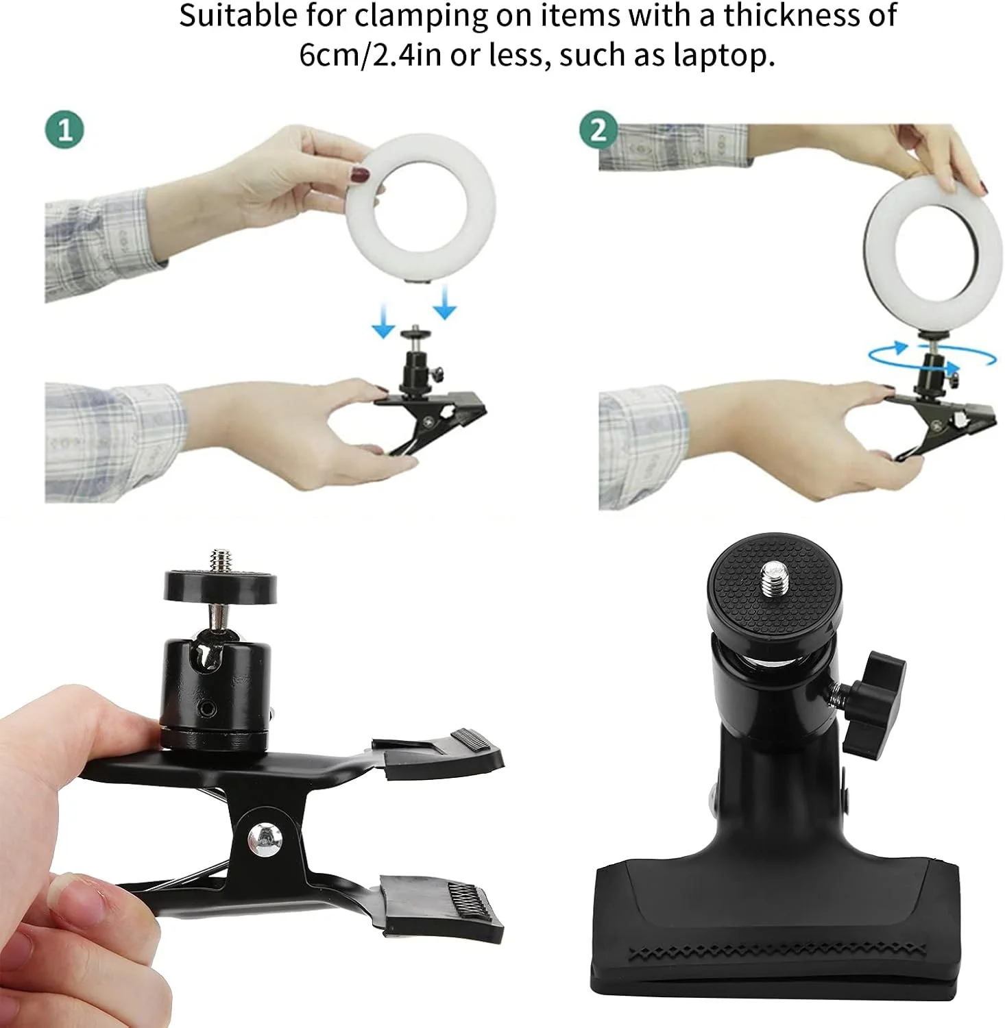 نگهدارنده گیره دوربین با سر توپی چرخان 360 درجه برای لپ تاپ - نگهدارنده/گیره دوربین قابل حمل آسان برای مسافران