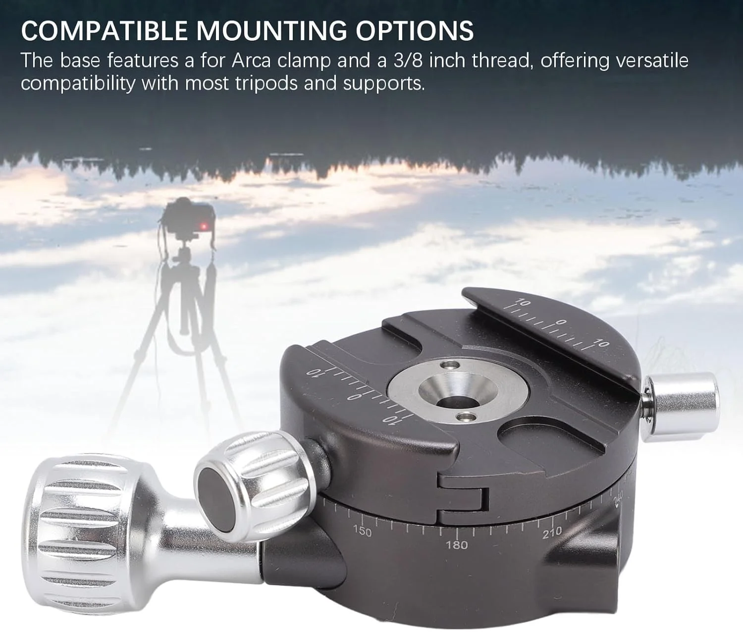 گیره پانوراما با قابلیت چرخش 360 درجه دوربین، تراز، گیره آرکا و رزوه 3/8، پایه چرخان پانوراما برای سه پایه تک پایه گیره پانوراما با قابلیت چرخش 360 درجه دوربین، تراز، گیره آرکا و رزوه 3/8، پایه چرخان پانوراما برای سه پایه تک پایه