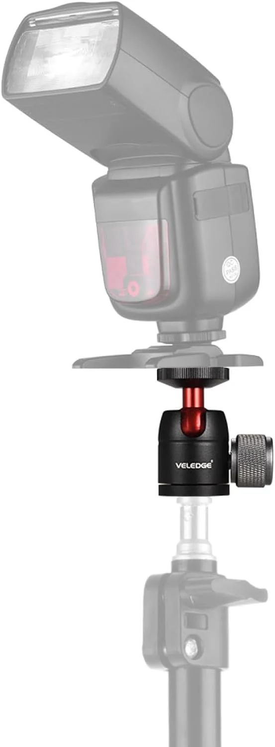 آداپتور سر توپی کوچک Labymos، آلیاژ آلومینیوم با چرخش 360 درجه، دارای پیچ 1/4 اینچی و سوراخ پیچ 1/4 و 3/8 اینچی