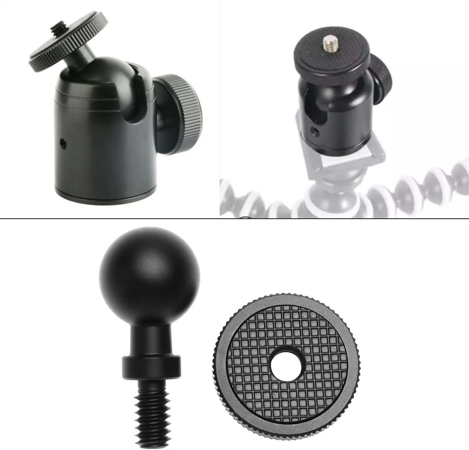 تبدیل سر توپی 17 میلیمتری VGOL با پیچ/رزوه 1/4 اینچی برای مانیتور خودرو، پد، GPS، پایه توپی تلفن همراه، براکت دوربین، هد توپی عکاسی پانوراما 360 درجه تبدیل سر توپی 17 میلیمتری VGOL با پیچ/رزوه 1/4 اینچی برای مانیتور خودرو، پد، GPS، پایه توپی تلفن همراه، براکت دوربین، هد توپی عکاسی پانوراما 360 درجه