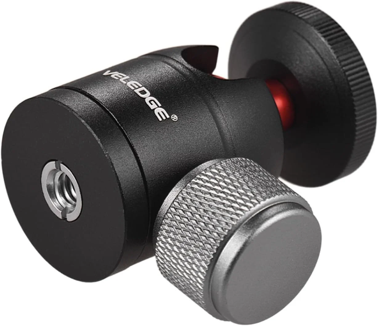 آداپتور سر توپی کوچک Labymos، آلیاژ آلومینیوم با چرخش 360 درجه، دارای پیچ 1/4 اینچی و سوراخ پیچ 1/4 و 3/8 اینچی