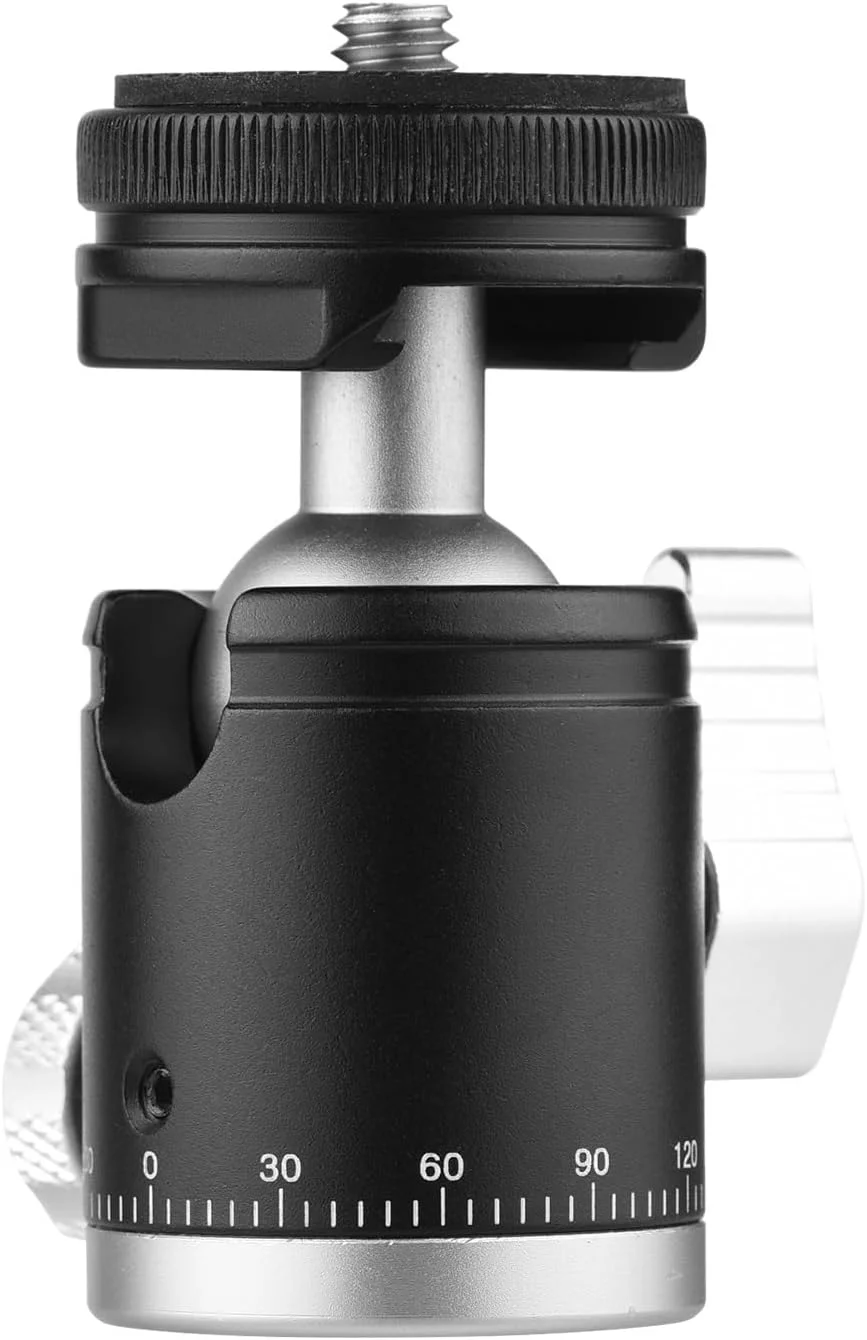 Labymos پایه توپی دو منظوره 2 در 1 با پیچ 1/4 اینچی و مانت کفشک سرد، پایه توپی آلیاژ آلومینیومی با قابلیت چرخش 360 درجه برای نگهدارنده گوشی دوربین