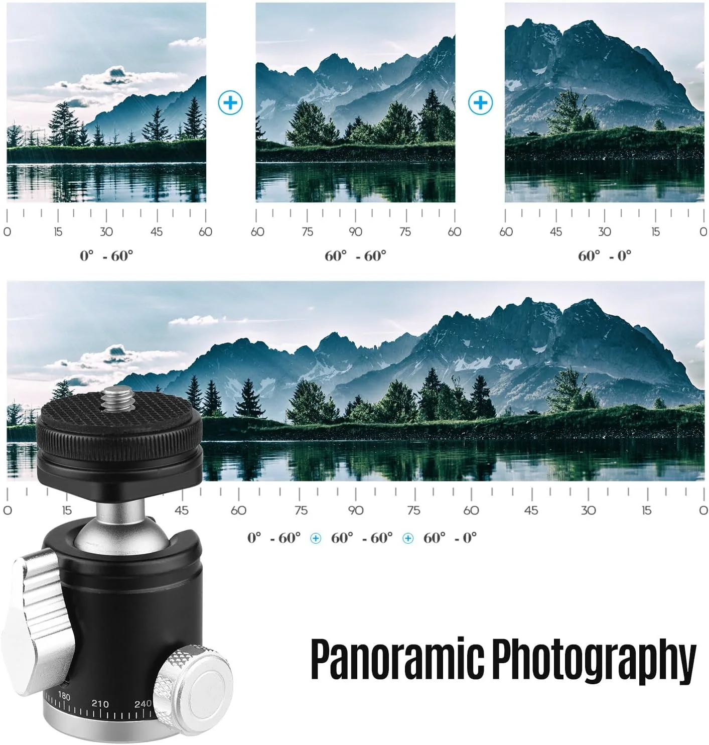 Labymos پایه توپی دو منظوره 2 در 1 با پیچ 1/4 اینچی و مانت کفشک سرد، پایه توپی آلیاژ آلومینیومی با قابلیت چرخش 360 درجه برای نگهدارنده گوشی دوربین