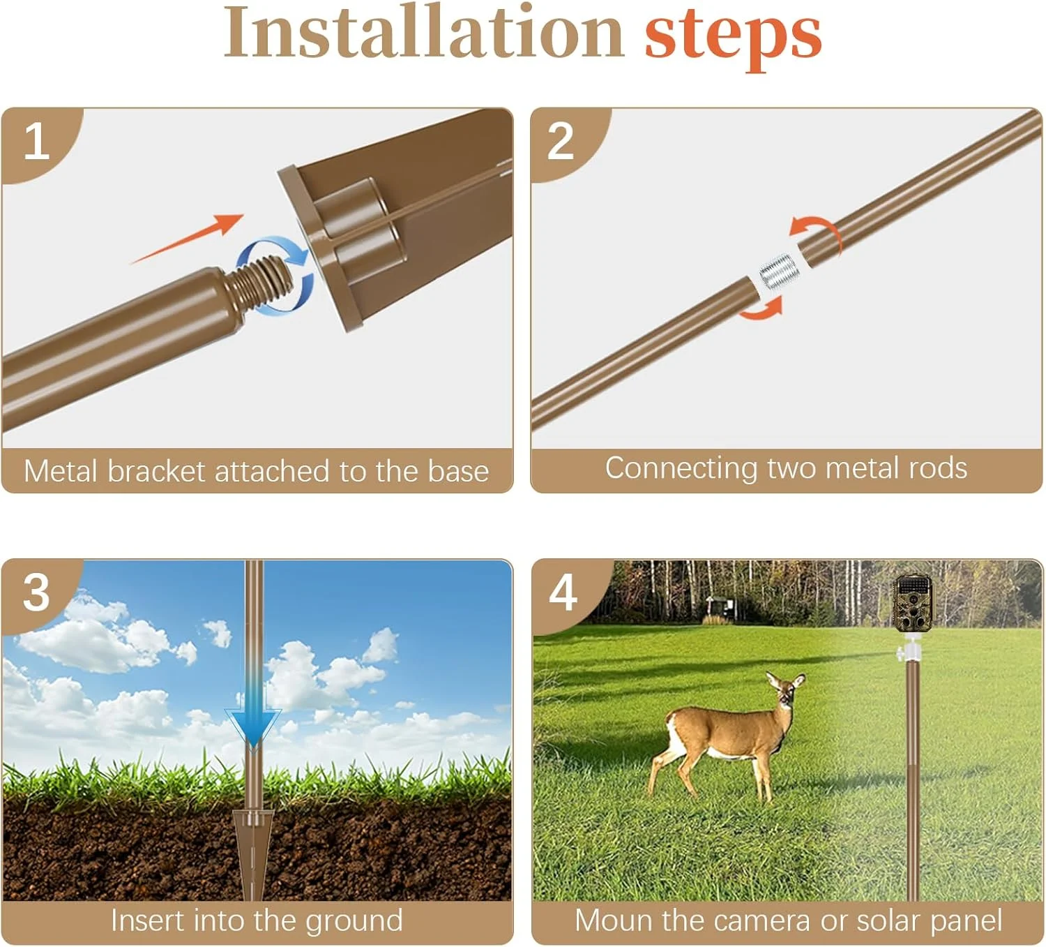 پایه دوربین با میله زمینی برای دوربین های امنیتی اکشن (قهوه ای، 3 در 1) پایه دوربین با میله زمینی برای دوربین های امنیتی اکشن (قهوه ای، 3 در 1)