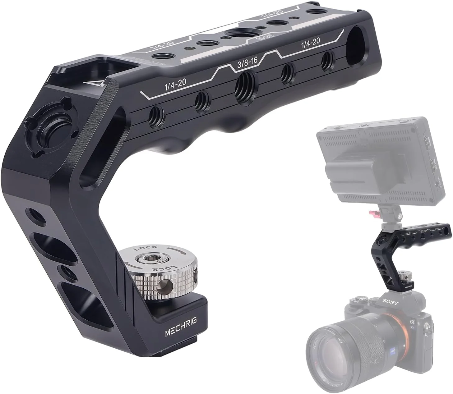 دستگیره دوربین کفش سرد Mechrig با پین ARRI و رزوه سه گانه - دستگیره بالایی آلومینیومی CNC برای DSLR/قفس دوربین/مانیتور/میکروفون (تحمل بار 15 کیلوگرم) 62078