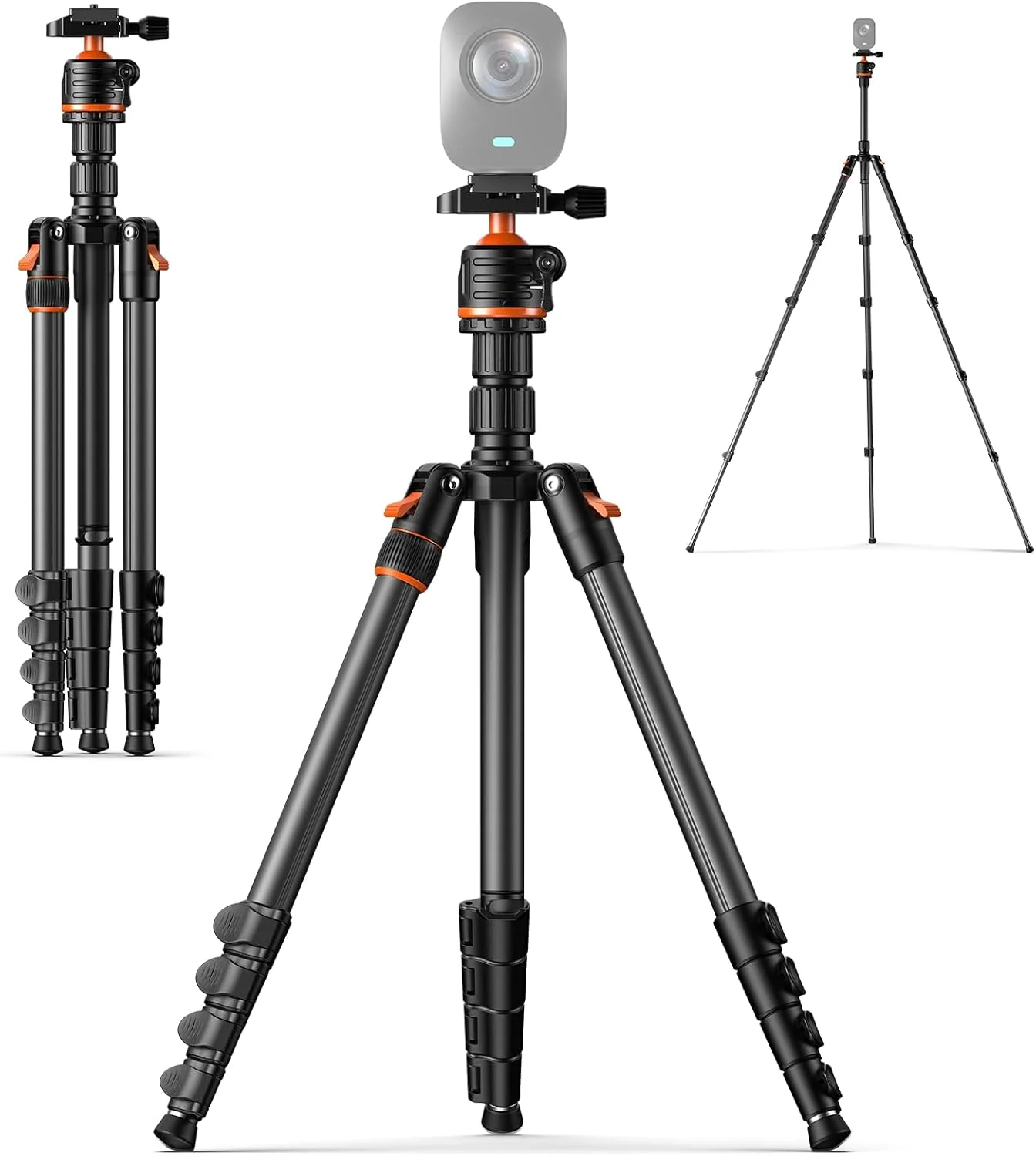 پایه دوربین NearStream با پیچ 1/4 اینچی و کفشک سرد، سه پایه مقاوم برای دوربین DSLR، مناسب برای ضبط ویدیو/پخش زنده، ارتفاع 50 تا 160 سانتی متر (AW-CZT-02)