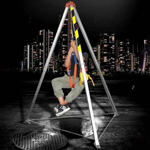 کیت سه پایه نجات سنگین با دستگاه خود قفل شونده، پایه های قابل تنظیم برای بالابری و عملیات نجات در فضای محدود، تحمل وزن تا 1179 کیلوگرم