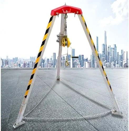 کیت سه پایه ایمنی فضای محدود با وینچ خود قفل شونده، پایه های قابل تنظیم برای حفاظت در برابر سقوط در عملیات نجات چاه و فاضلاب